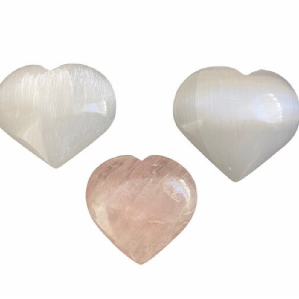 Rose Quartz or Selenite Crystal Heart - Picture 1 of 1